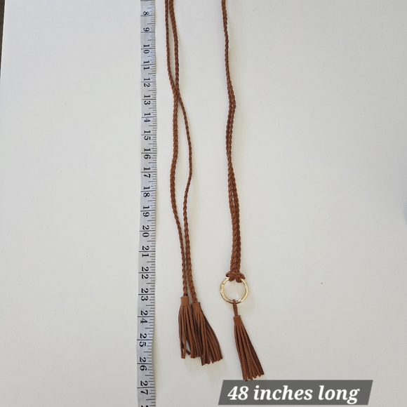 Braided brown belt with tassel decor - Picture 8 of 8